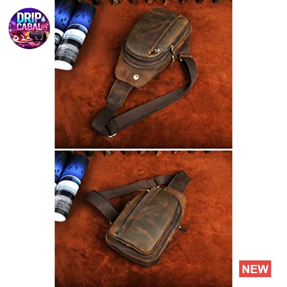 Genuine Leather Crossbody Sling Bag for Hiking Travel Outdoor